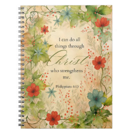 Caderno Espiral Filipenses 4:13 Posso Todas as Coisas Botânica Vin