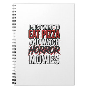 Caderno Espiral Filmes de Terror de Pizza Tipografia Vintage de Ha