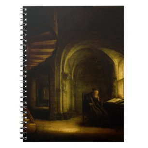 Caderno Espiral Filósofo com um livro aberto, 1625-7 (óleo na