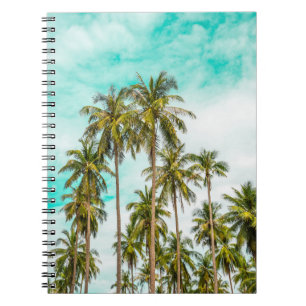 Caderno Espiral Filtro de Vintagem de Palmeiras de Coco.