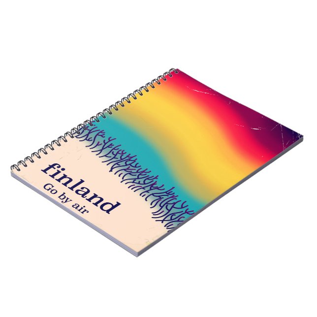 Caderno Espiral Finlândia retro férias "arco-íris" poster. (Left Side)
