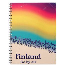 Caderno Espiral Finlândia retro férias "arco-íris" poster.