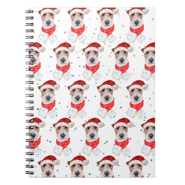 Caderno Espiral Fio Fox Terrier Dog Raça Estrelas de Natal (Frente)