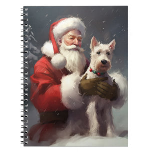 Caderno Espiral Fio Fox Terrier Santa Claus Natal Festivo