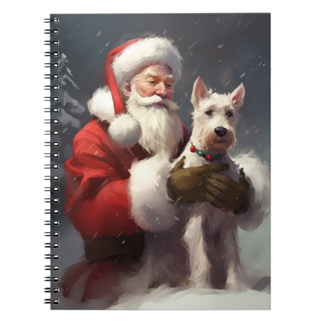 Caderno Espiral Fio Fox Terrier Santa Claus Natal Festivo (Frente)