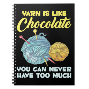 Caderno Espiral Fios de artesanato de crochê e chocolate