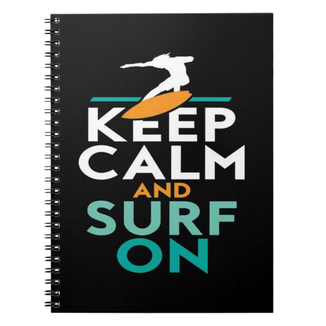 Caderno Espiral Fique Calmo E Surf No Surfer Love Surfing (Frente)