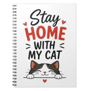 Caderno Espiral Fique em Casa Com Meu Gato Acolhedor Introvertido