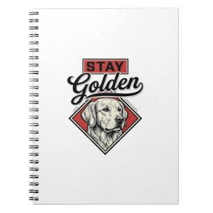 Caderno Espiral Fique Golden Retriever Design Vetorial de Cão Vint