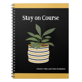Caderno Espiral Fique no curso Dourado preto e outros lembretes
