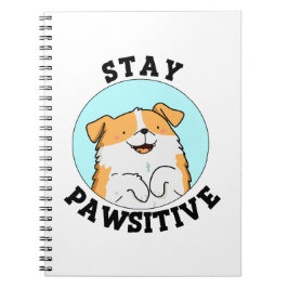 Caderno Espiral Fique Pawsitivo Cão Sorridente Divertido Trocadilh