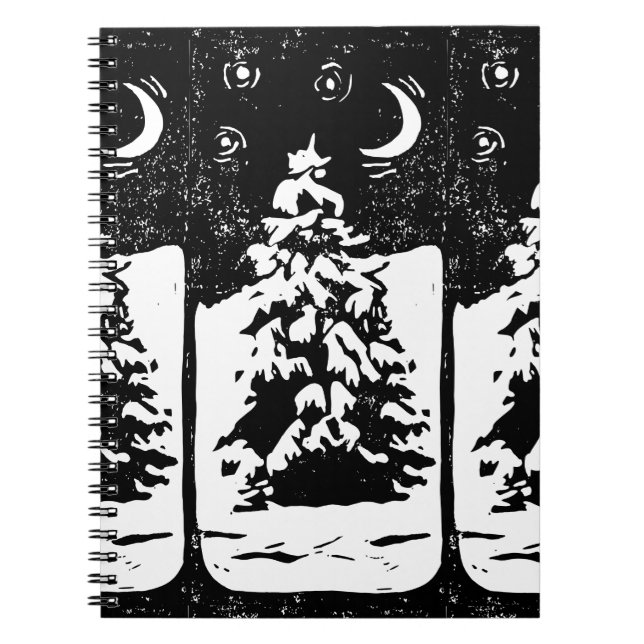 Caderno Espiral Fir Tree in Snowy Landscape Notebook Lino Impressã (Frente)