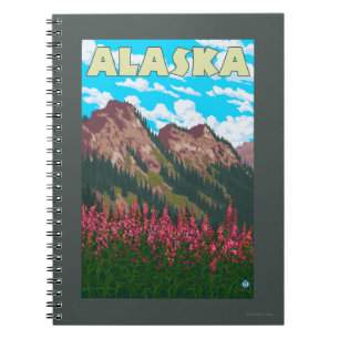 Caderno Espiral Fireweed com o poster das viagens vintage das