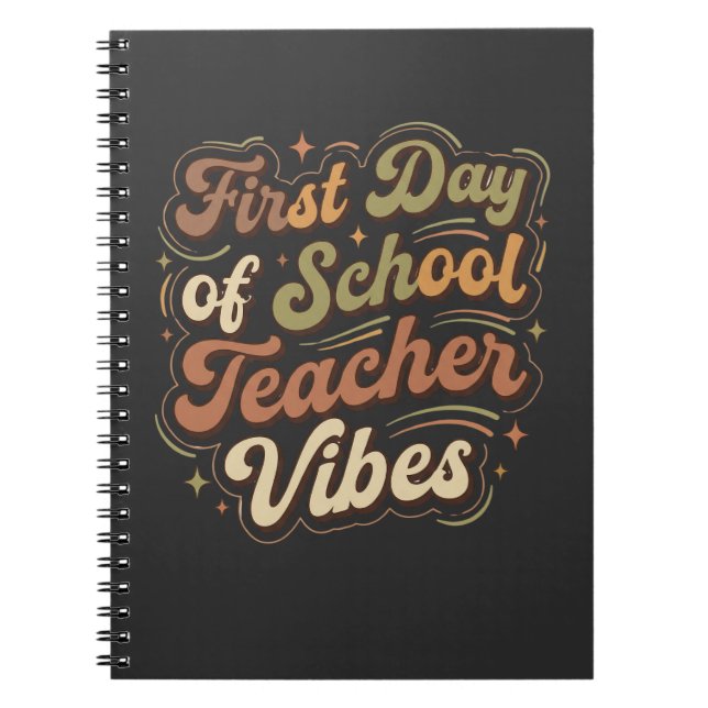 Caderno Espiral First Day of School Teacher Vibes Back to School  (Frente)
