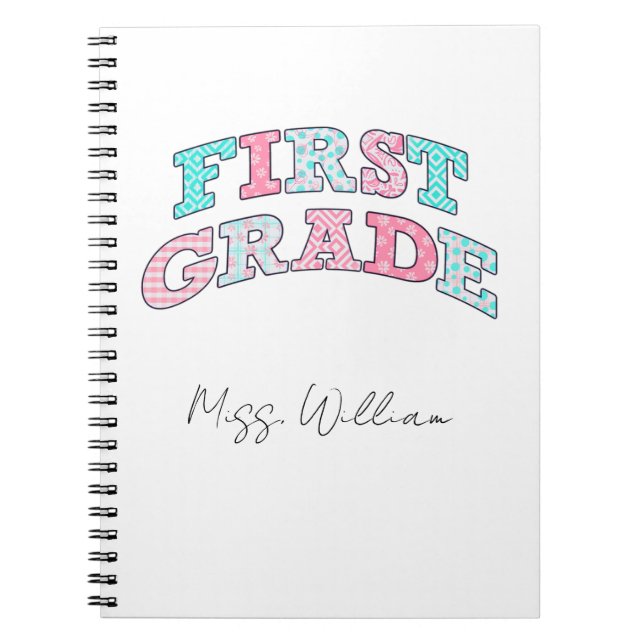 Caderno Espiral First Grade Teacher  Personalized Spiral (Frente)
