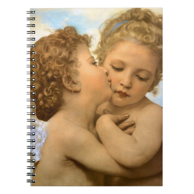 Caderno Espiral First Kiss (detalhe de anjo), de Bouguereau (Frente)