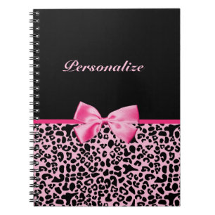 Caderno Espiral Fita cor-de-rosa e preta na moda do rosa quente do