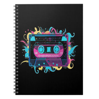 Caderno Espiral Fita de cassete de Neon Retroativa com abertura vi