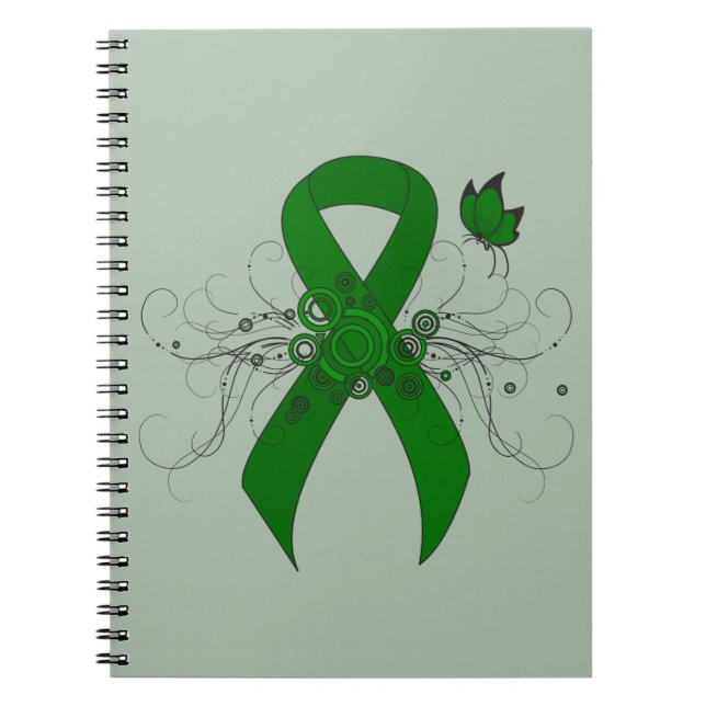 Caderno Espiral Fita de Consciência Verde com Borboleta (Frente)