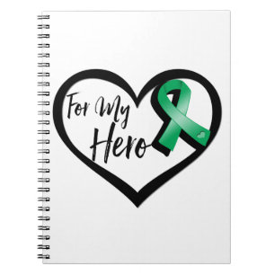 Caderno Espiral Fita do verde esmeralda para meu herói