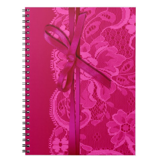 Caderno Espiral Fita dos arcos & fuschia do planejador do laço (Frente)