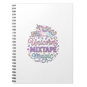 Caderno Espiral Fita Mágica de Unicórnio Adorável Adesivo e Camisa