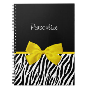 Caderno Espiral Fita preto e branco na moda do amarelo do