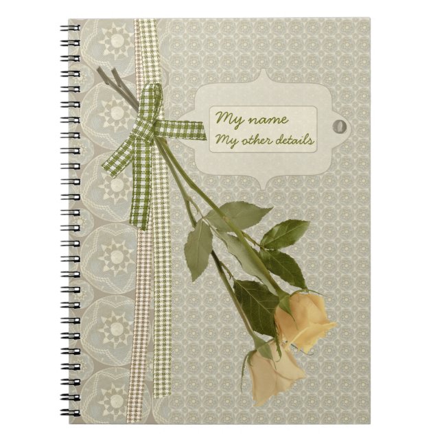 Caderno Espiral Fitas e rosas suspensos CC0833 Retro romântico (Frente)