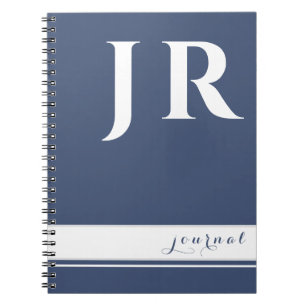 CADERNO ESPIRAL FITAS INICIAIS DE MODELO CLÁSSICO AZUL E BRANCO