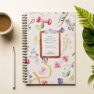 Caderno Espiral Fitness Floral   Reinicialização da Mentalidade Mo