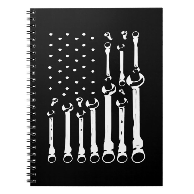 Caderno Espiral Flag Usa Mechanical Wrenches Americanas Para Mulhe (Frente)