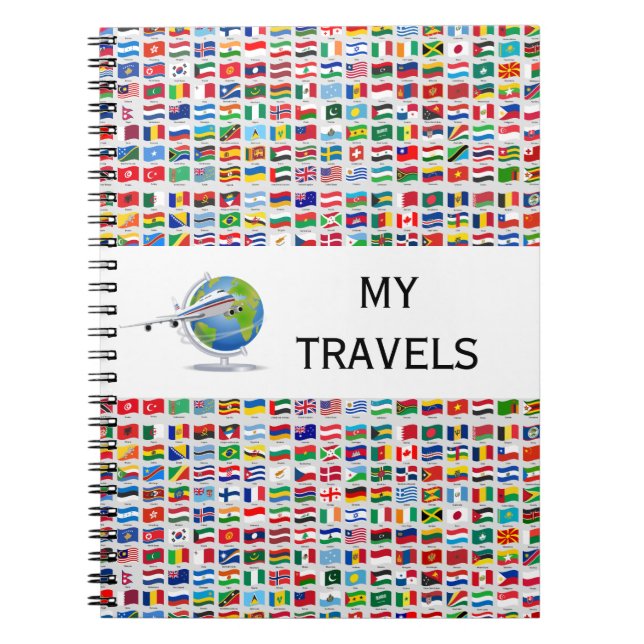 Caderno Espiral Flags of the World Travel Design (Frente)