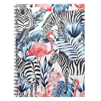 Caderno Espiral Fláir Tropical: Paraíso Flamingo Zebra
