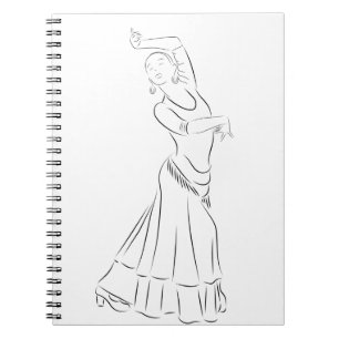Caderno Espiral Flamenco Dancer Line Art