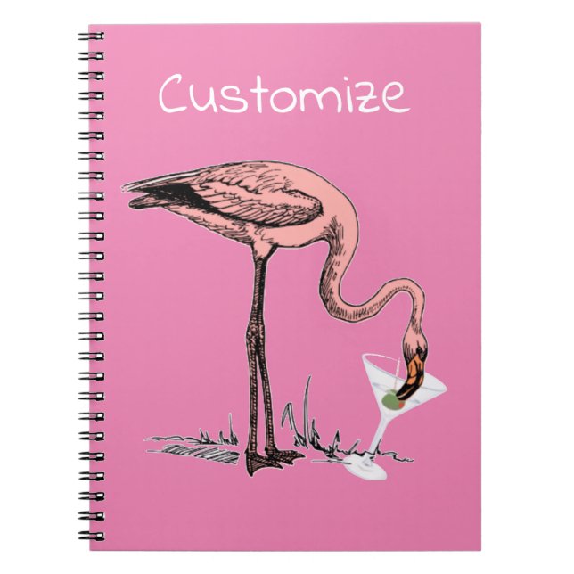 Caderno Espiral Flamingo Bebendo Martini Thunder_Cove (Frente)