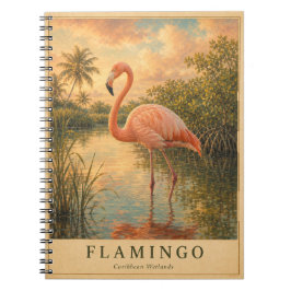 Caderno Espiral Flamingo Caribbean Wetlands VINTAGE