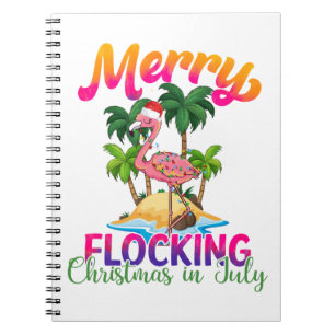 Caderno Espiral Flamingo Christmas Em Julho Flamingo Tropical