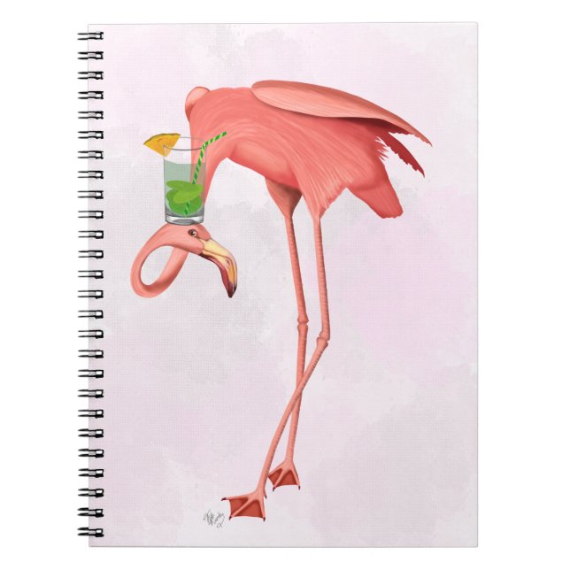 Caderno Espiral Flamingo com coquetel (Frente)