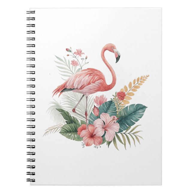 Caderno Espiral Flamingo Com Flores (Frente)