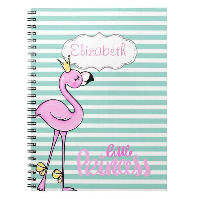 Caderno Espiral Flamingo Cor-De-Rosa Bonito Nas Estrias Brancas Da (Frente)