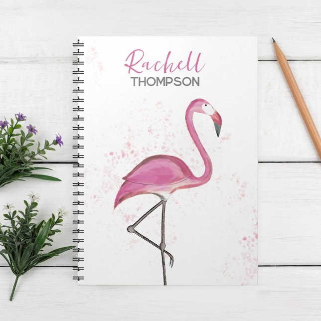 Caderno Espiral Flamingo, Cor Simples, Rosa-Na moda, Rosa (Criador carregado)