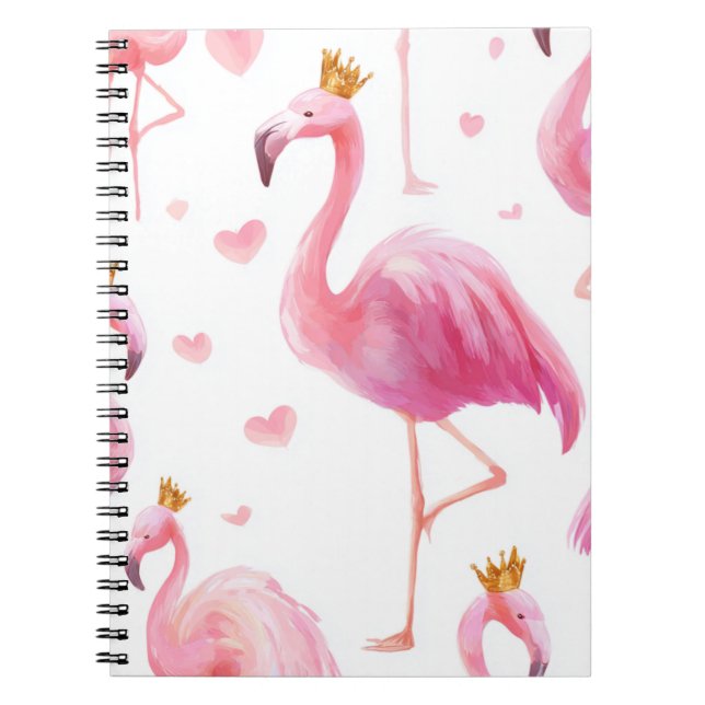 Caderno Espiral Flamingo Coroado – Vibes de Ilha Luxuosa (Frente)