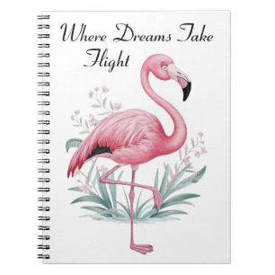 Caderno Espiral Flamingo e Flores
