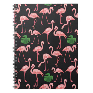 Caderno Espiral Flamingo Elegance: Fusão de Monstera Vintage.