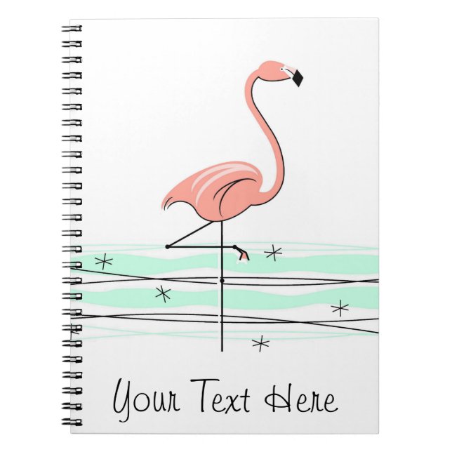 Caderno Espiral Flamingo Ocean Text notebook (Frente)