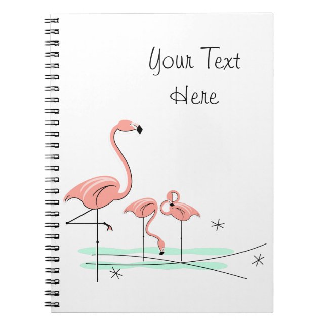 Caderno Espiral Flamingo Ocean Trio 4 Texto notebook (Frente)