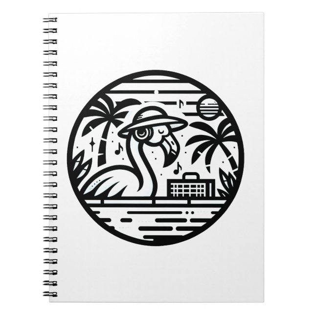 Caderno Espiral Flamingo Ouvindo Música - Víblias Tropicais (Frente)