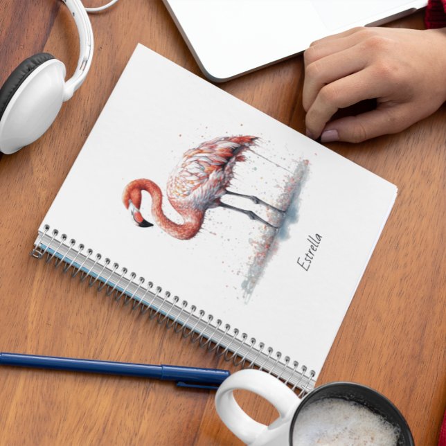 Caderno Espiral Flamingo Radiance: Aquarela Tropical (Criador carregado)