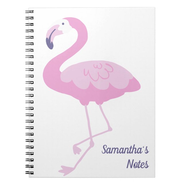 Caderno Espiral Flamingo rosa-claro com nome (Frente)