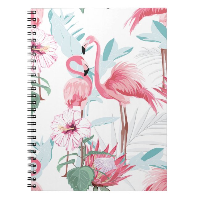 Caderno Espiral Flamingo Rosa: Flores Exóticas Sem Olhos. (Frente)